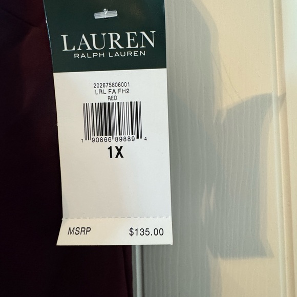 NWT Lauren Ralph Lauren Women’s Plus Size 1X Tank Dress Maroon Burgandy Pockets - Picture 5 of 7
